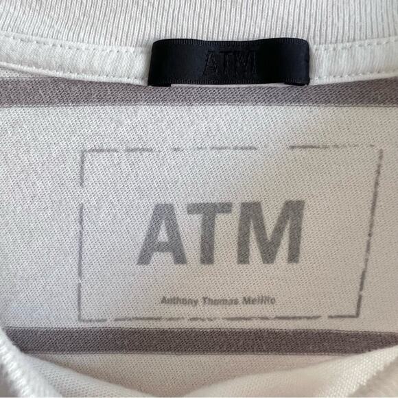 ATM Anthony Thomas Melillo Plaited Jersey Stripe Sweatshirt - Chalk Smoke White - Picture 7 of 16